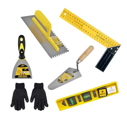Construction/Bricklayer Tool Kit, 6 Pieces, Trowel, Brush, Pro