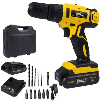 20V Cordless Impact Drill and Screwdriver PFE-20EV with Case, 2 Batteries and Kit